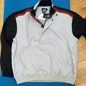 Ashworth Tan Wind Shirt w/Rust and Black Accents. Quarter Zip. New with tags.
